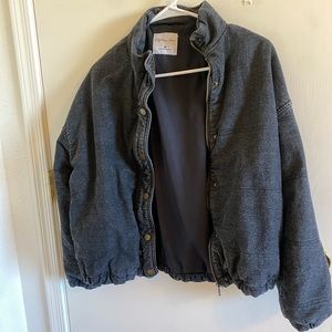 Black Denim Puffer Coat